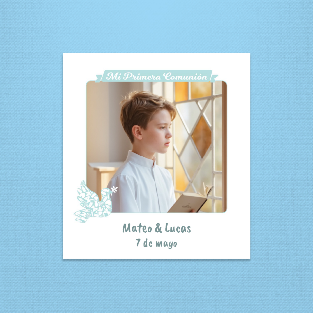 20 70 11 101 Imán de Comunión Paloma azul