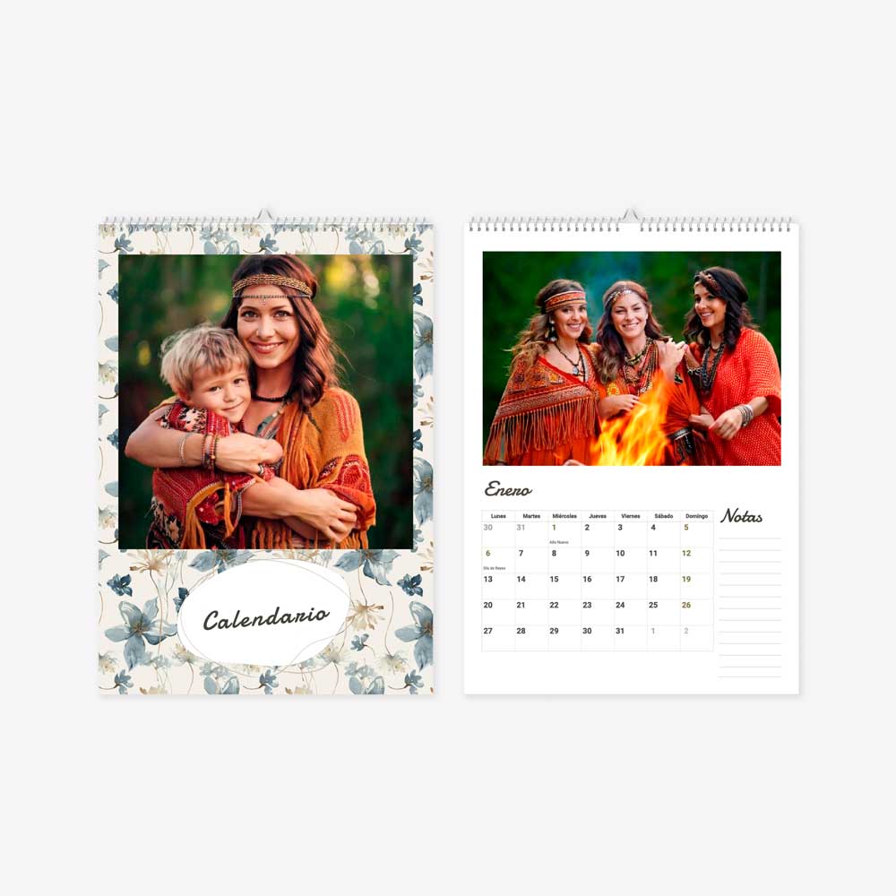 30 40 8301 Calendario de Pared Flores en acuarelas