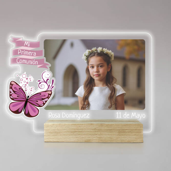 62 11 223 Lámpara Led de Comunión Mariposa rosa